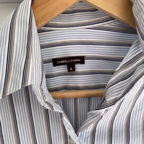 Gorgeous Zambelli Donna stripe button down shirt dress, size 6 - Picture 3 of 9